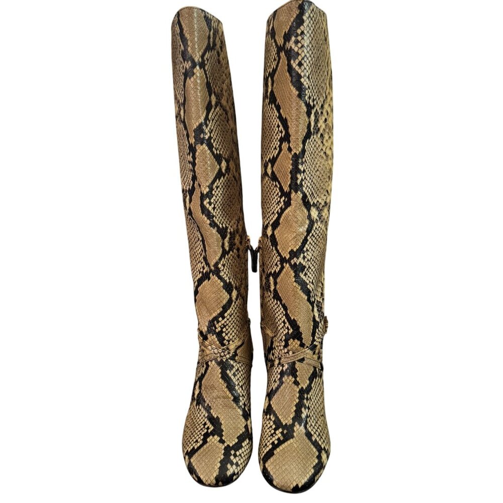 Tory Burch Pull On Snake Embossed Leather Knee High Boot, Size 6.5M WORN ONCE - Picture 4 of 9
